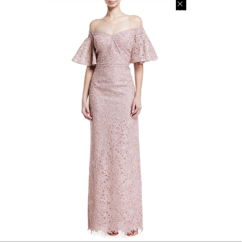 NWT Rickie Freeman / Teri Jon Flutter-Sleeve Gown